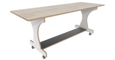 Hoogzit tafel L180 x B64 cm wit grey craft oak Groothandel voor de Kinderopvang Kinderdagverblijfinrichting